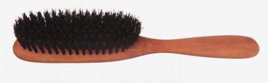 Haarbürste, Birnbaum gewachst, schmal, feste schwarze Wildschweinborste, 8-reihige 