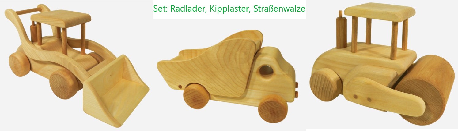 Set Radlader-Kipplaster-Straßenwalze